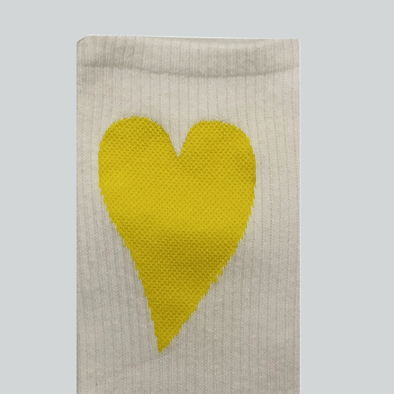 Chaussettes Blanches Cœur Jaune