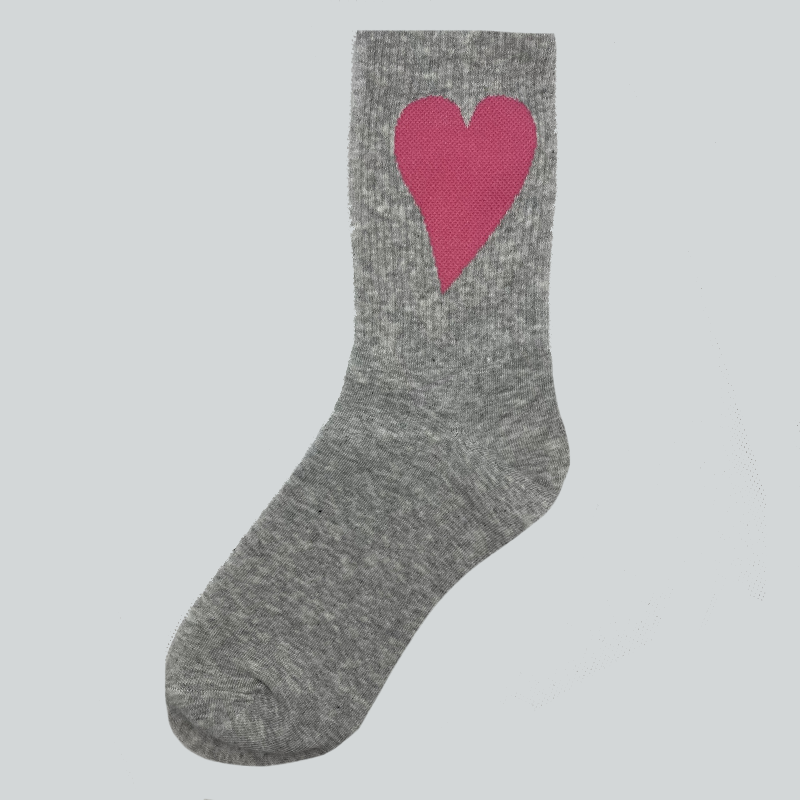 Chaussettes Grises Cœur Rose